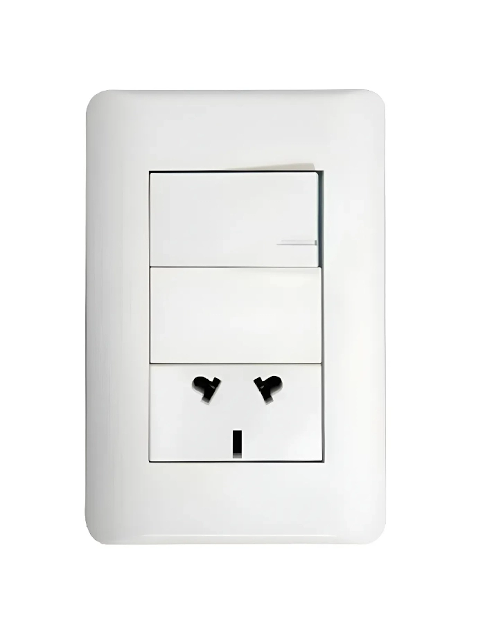 Llave 1 punto y toma Richi BIO armada blanco